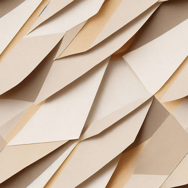 Patrón inconsútil de papel marrón y beige en blanco piezas de fondo, cortar rebanadas de papel collage cartel - Foto, imagen
