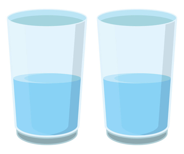 Half filled glasses, illustration, vector on a white background. - Вектор, зображення