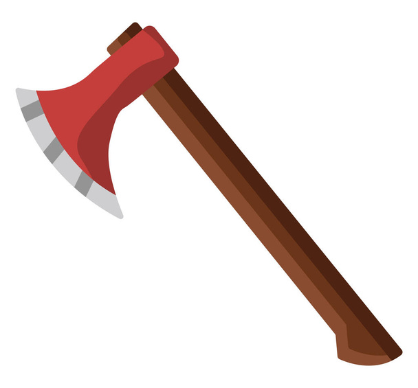 Wood cutting ax, illustration, vector on a white background. - Vector, Image