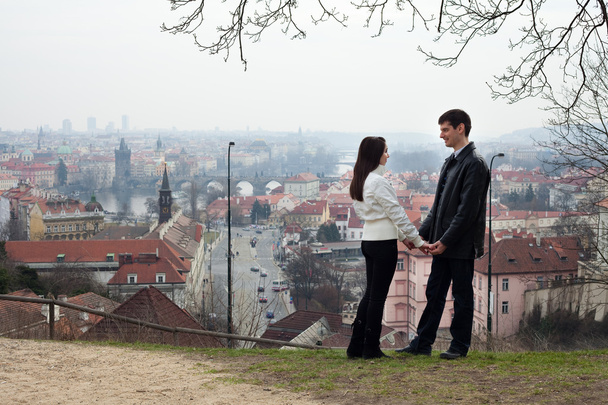 Beautiful young love couple in city Prague - Fotografie, Obrázek
