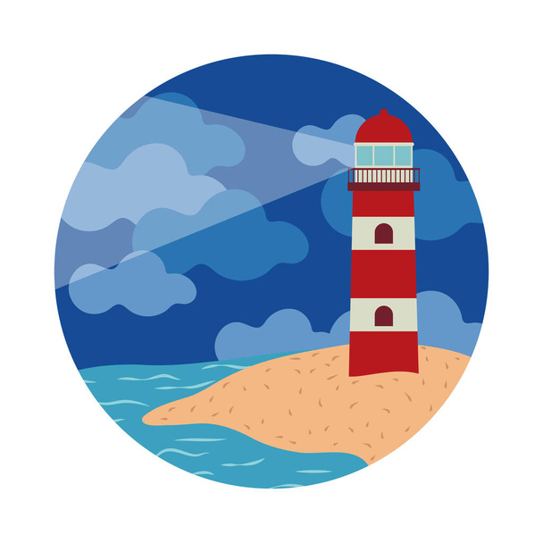 lighthouse on the beach, mini landscape, design - Vektor, kép