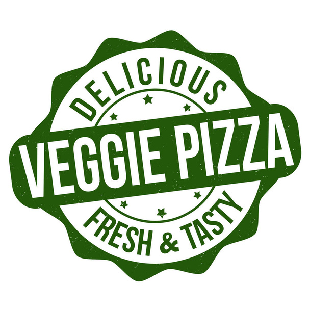 Veggie Pizza Grunge Gummistempel auf weißem Hintergrund, Vektorillustration - Vektor, Bild