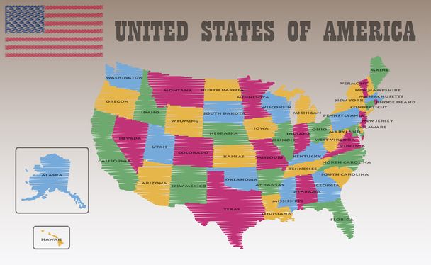 Ηνωμένες Πολιτείες της Αμερικής χάρτη - Διάνυσμα, εικόνα