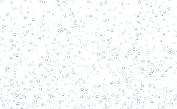 Unter Wasser sprudelnde Blasen, Limonade oder Champagner mit Kohlensäure, sprudelndes Wasser isoliert auf weißem Hintergrund. Brausegetränk. Aquarium, Meer, Ozeanblasen Vektor Illustration. - Vektor, Bild