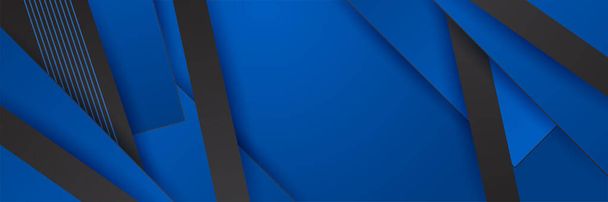 Zwarte en blauwe abstracte banner achtergrond - Vector, afbeelding