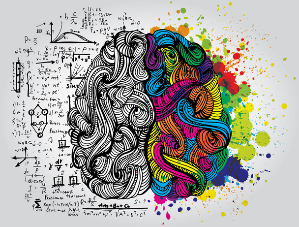 Δημιουργική ιδέα του ανθρώπινου εγκεφάλου - Διάνυσμα, εικόνα
