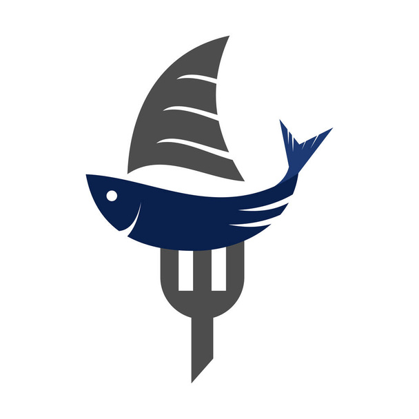 sailboat fish restaurant logo Icon Illustration Brand Identity - Вектор, зображення