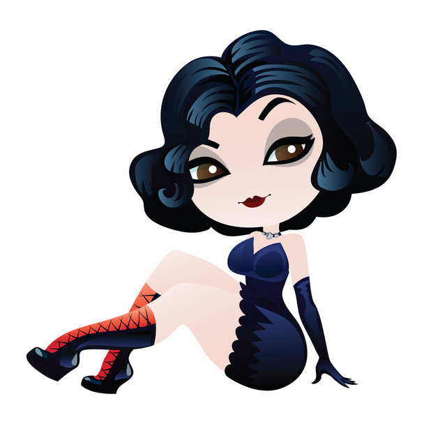 Fatal brunette in pin-up style - Vector, afbeelding