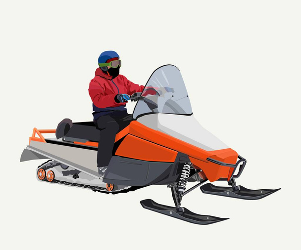 Snowmobile isolated on the white background. Vector illustration - Вектор, зображення