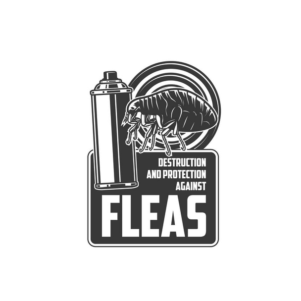 Flea control icon, insects extermination and pest control service vector symbol. Disinfection and disinsection, destruction and protection against fleas for pest control and fumigation - Vector, Image