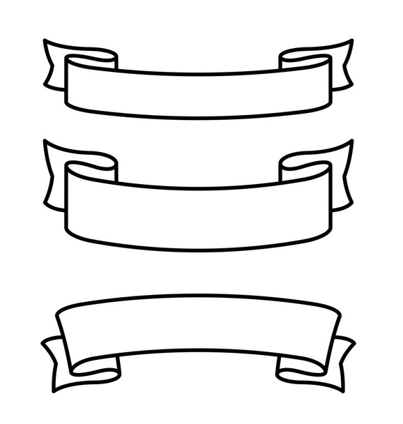 cintas anchas banner que fluye scroll linework en blanco - Vector, imagen