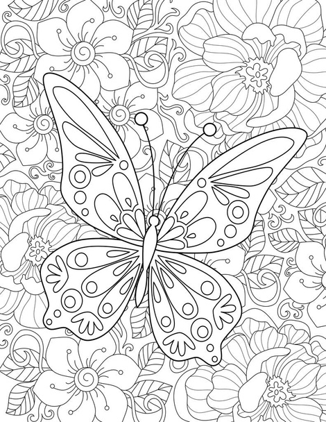 seamless background with hand drawn elements, floral pattern for coloring page, invitation, card. - Photo, Image