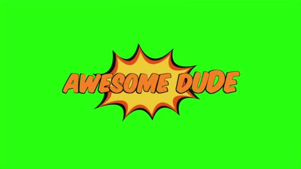 Awesome dude text animation with comic style on green screen background - Footage, Video