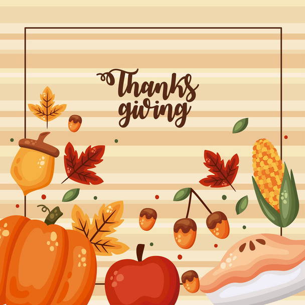 День благодарения с иконой еды - Вектор,изображение