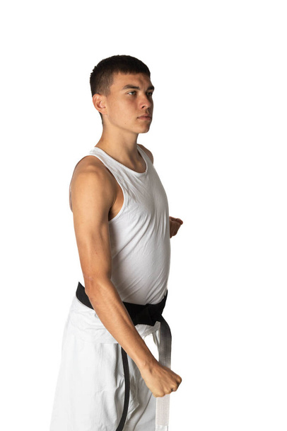 19 Year Old Teenage Boy Practacing a Karate Downward Block - Photo, Image