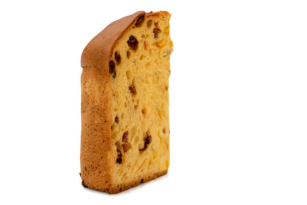 Panettone slice - traditional Italian Christmas cake from Milan , isolated on white, clipping path - Photo, Image
