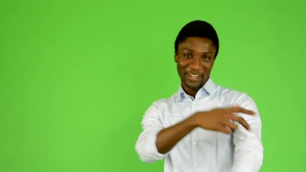 Fiatal, jóképű, fekete férfi rap - zöld képernyő - stúdió - Felvétel, videó