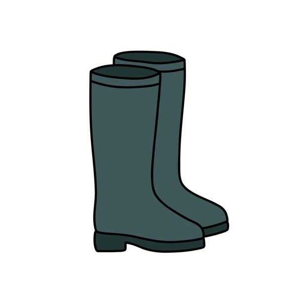 Ícone de doodle de botas de borracha, ilustração vetorial - Vetor, Imagem