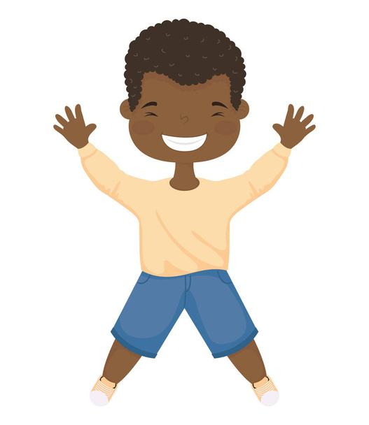 Afro küçük çocuk gülümseyen karakter - Vektör, Görsel
