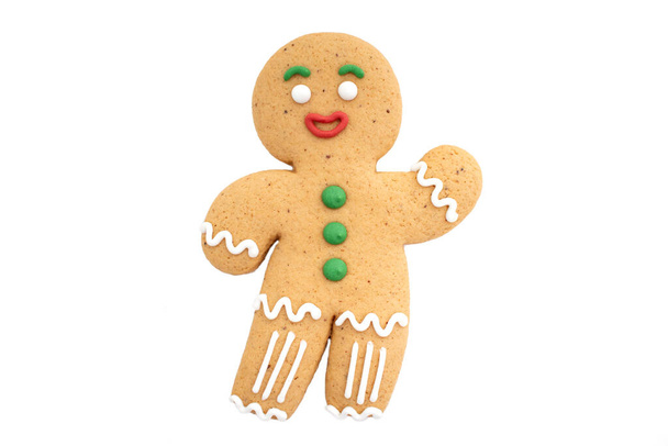 pan di zenzero uomo biscotti di Natale su uno sfondo bianco. - Foto, immagini