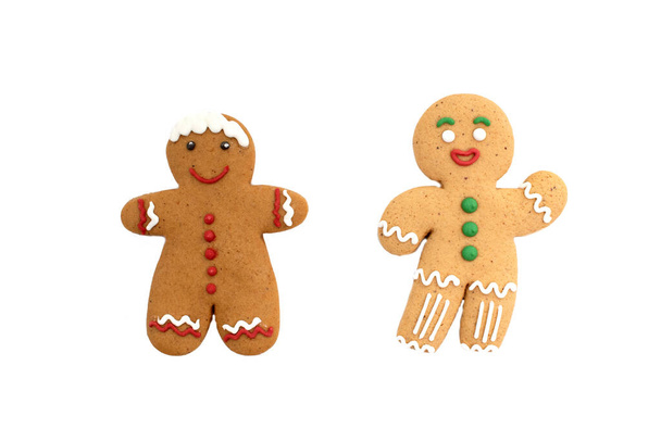 Gingerbread Christmas cookies mens on a white background. - Photo, Image