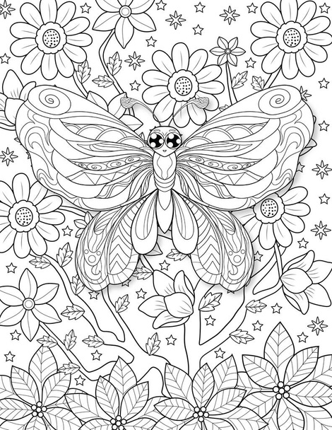 black, white, fantasy, butterfly, coloring pages. - Photo, Image