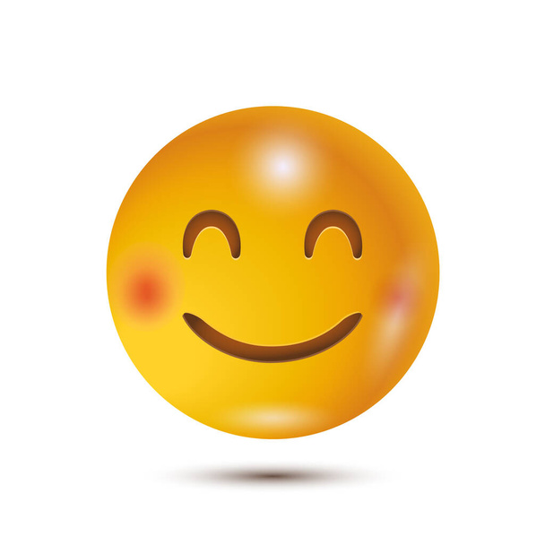 Smile. 3D stylized vector icon. smiling emoticon character design. 3D emoticon for web. for emoticon characters design collection. for interface - Vetor, Imagem