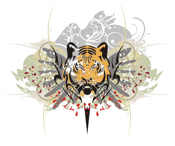 cabeça de tigre salpicos
 - Vetor, Imagem