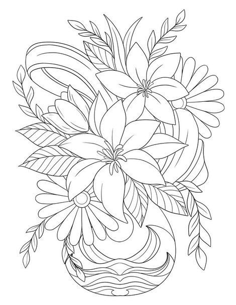 hand drawn floral elements. flowers with leaves and buds - Photo, Image