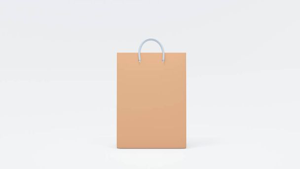 Papiertütenverpackung. 3D Papiertüten auf weißem Hintergrund. Online-Einkaufskonzept. Offline-Shop oder Supermarkt. 3D-Darstellung - Foto, Bild