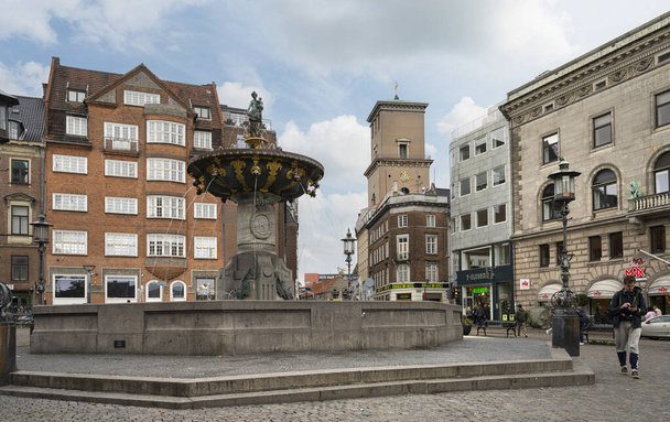 Copenhagen, Denmark. October 2022. the Fountain of Charity in the Vestergade square in the city center - Фото, изображение