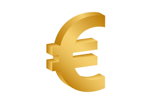 Golden Euro symbol isolated on white background. 3D style vector illustration - Vector, Image