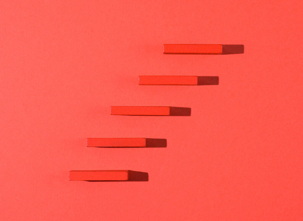 Steps to success. Red steps on red background - Foto, Imagem