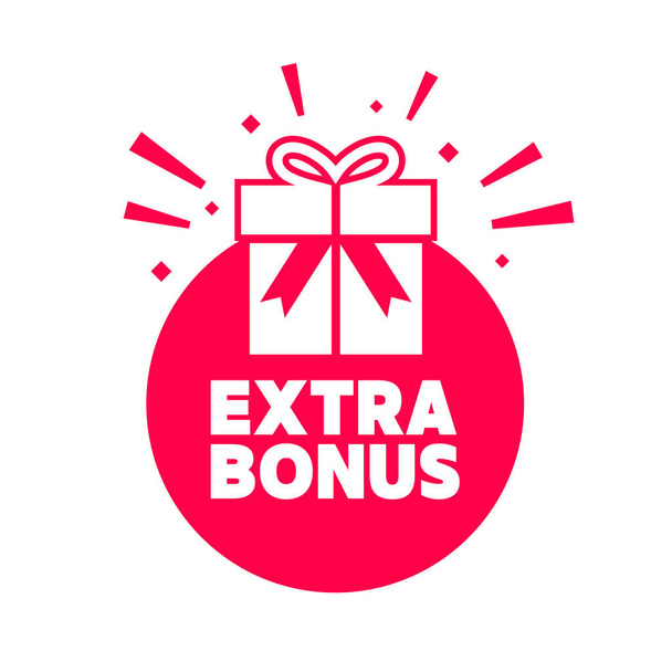 Extra Bonus mit Etikett in der Geschenkbox. Vektor - Vektor, Bild