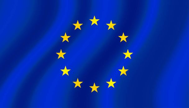 Bandiera sventolata dell'Unione europea. vettore - Vettoriali, immagini