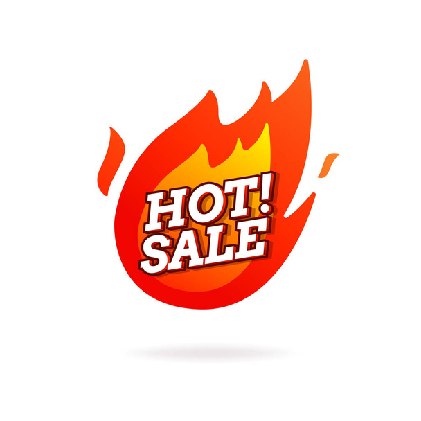 Hot sale flaming label. Sale promotion banner vector. - Vector, Image