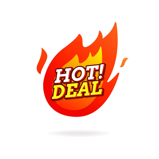 Hot deal flaming label. Vektor propagace prodeje. - Vektor, obrázek