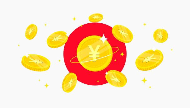 Digitale Yen-Münzen auf dem Hintergrund der japanischen Flagge. Central Bank Digital Currency (CBDC) Konzept Banner Hintergrund. - Vektor, Bild