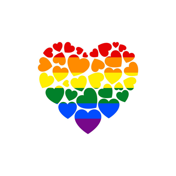 Symbol heart with flag lgbt pride. - Vector, imagen