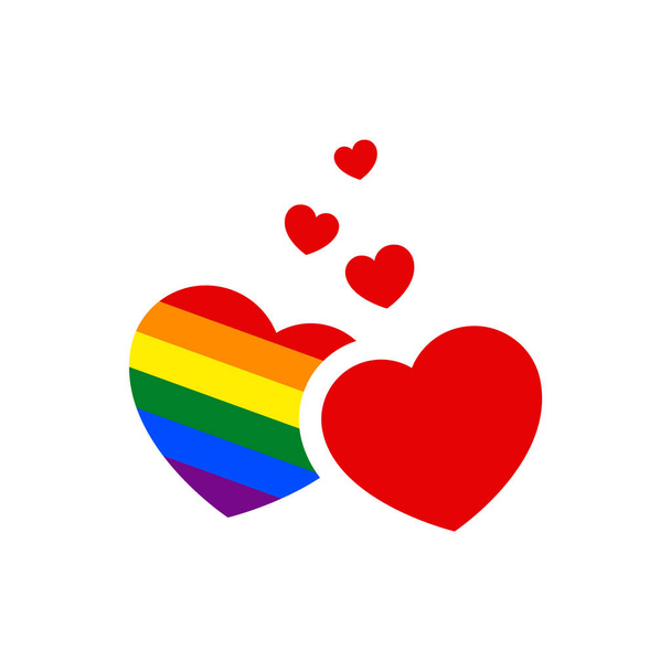 Symbol hearts with rainbow flag lgbt pride - Vector, imagen