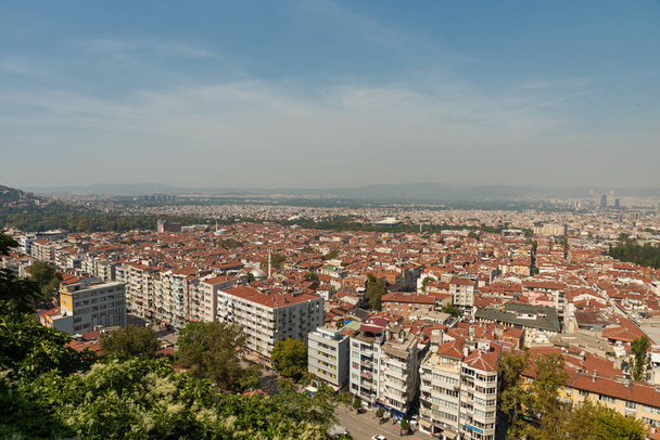 Bursa ,Turkey September 17 2022 : panorama of the city of bursa from the Tophane , . High quality photo - Foto, immagini