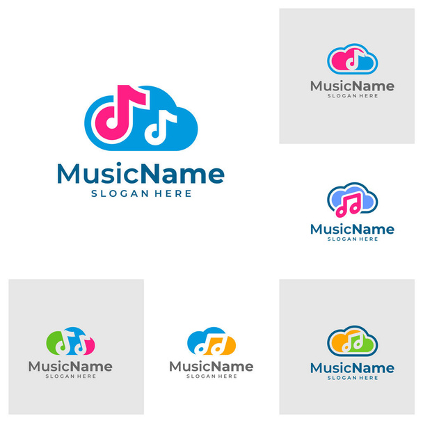 Set of Music Cloud Logo Vector Icon Illustration. Music logo design template - Vektör, Görsel