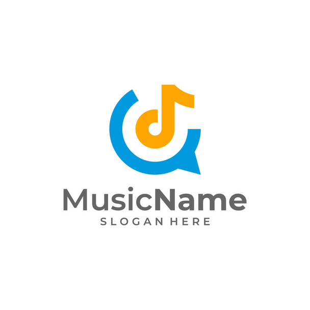 Music Talk Logo Vector Icon Illustration. Chat Music logo design template - Vektör, Görsel