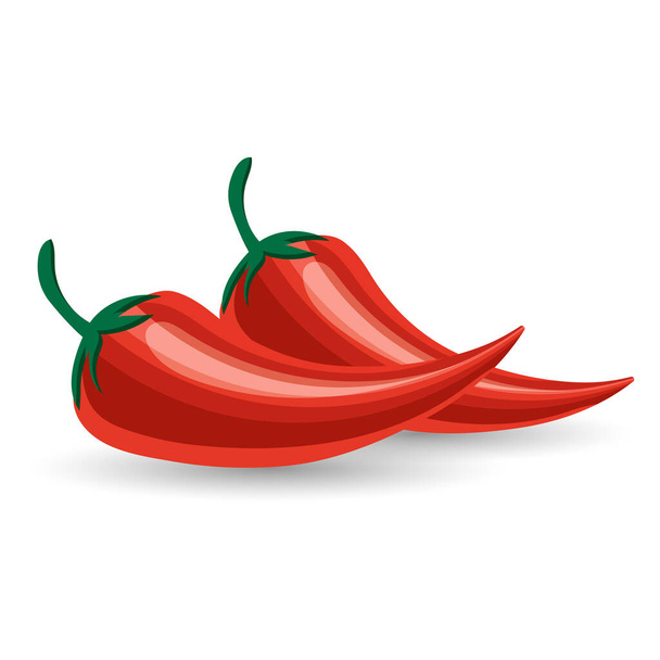 Chiles rojos sobre fondo blanco. Ilustración de verduras, clip-art, vector - Vector, imagen