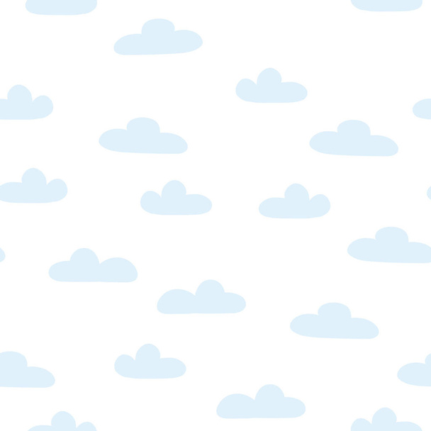 Seamless pattern with cartoon clouds on white background. Hand drawn vector texture for wrapping paper, fabric print, kids textile, cover, card design. - Vektor, kép