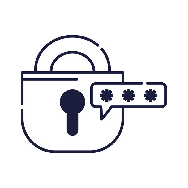 candado y contraseña icono de seguridad cibernética - Vector, Imagen
