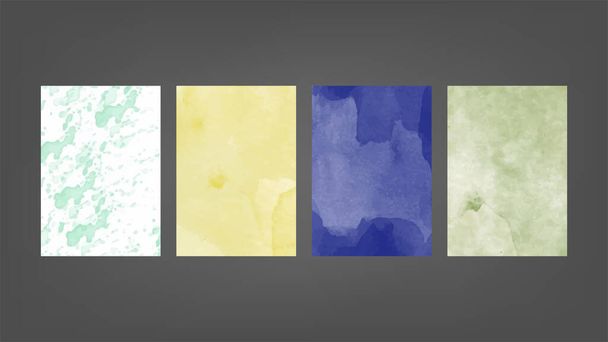 Set of colorful vector watercolor backgrounds for poster, brochure or flyer, Bundle of watercolor posters, flyers or cards. Banner template. - ベクター画像