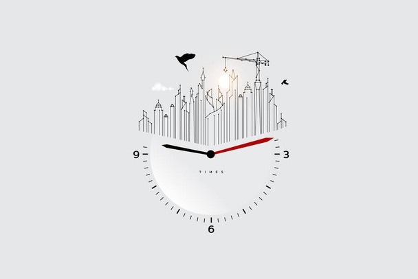 The particles, geometric art, line and dot of the clock - Vector, Image