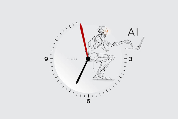 The particles, geometric art, line and dot of the clock - Vector, Image