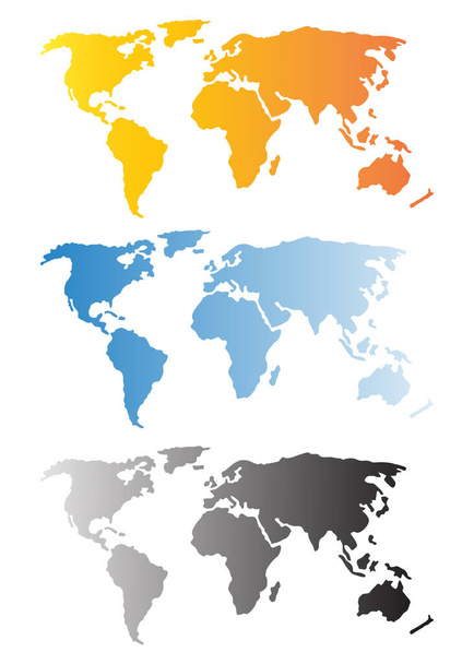 Gradiënt wereldkaart vector kunst illustratie geïsoleerd op witte achtergrond - Vector, afbeelding